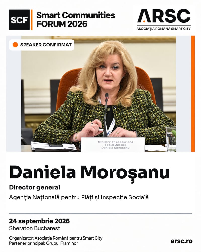 Speaker confirmat: Daniela Moroșanu, director general al Agenției Naționale pentru Plăți și Inspecție Socială